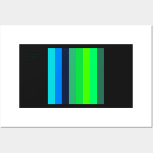 blue and green minimalist stripe pattern Posters and Art